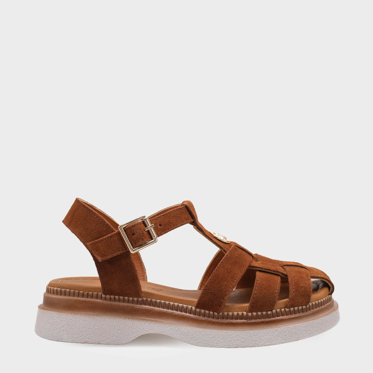 Juliane Hakiki Süet Gladyatör Dolgu Topuk Kadın Sandalet