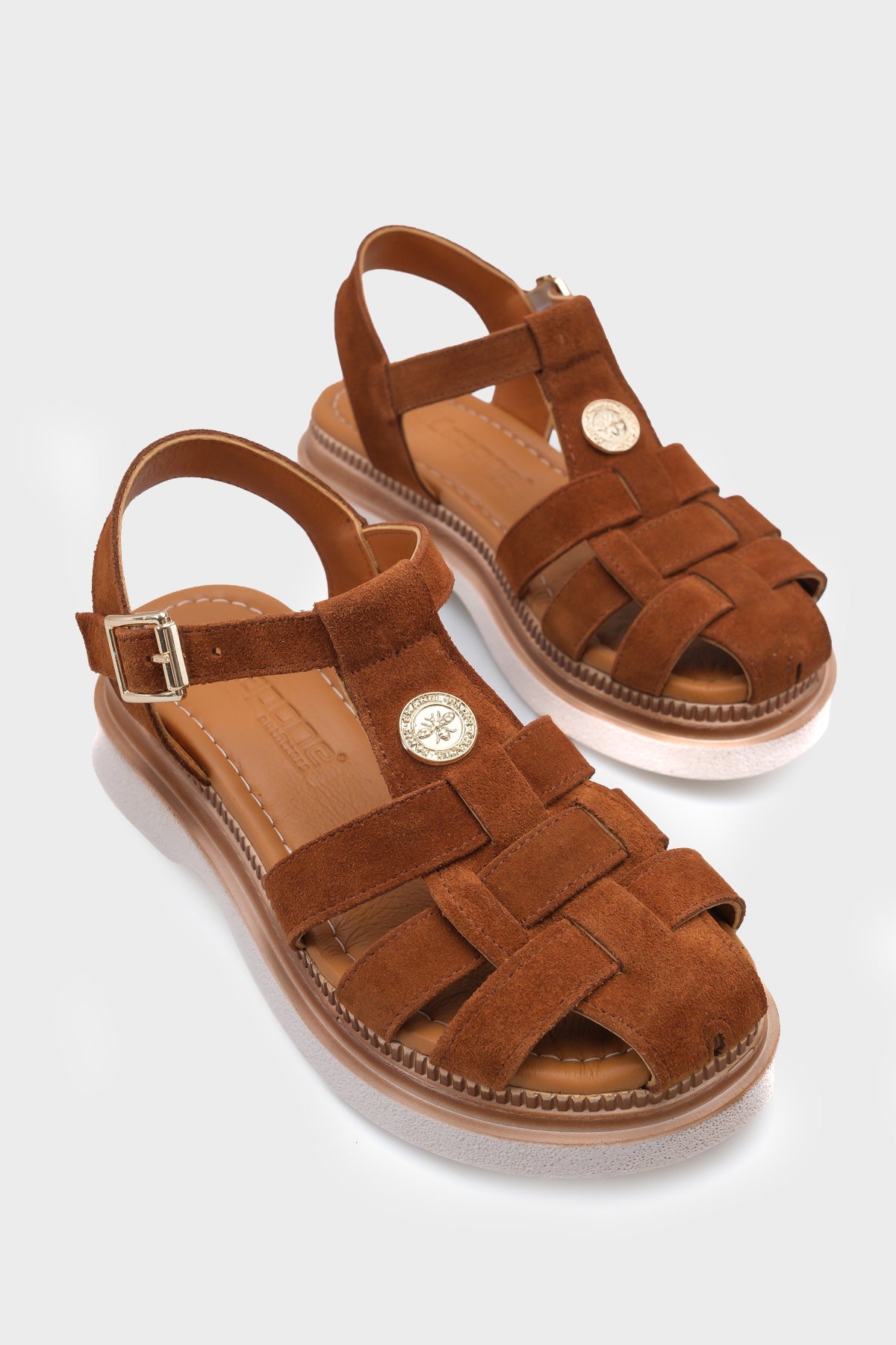 Juliane Hakiki Süet Gladyatör Dolgu Topuk Kadın Sandalet