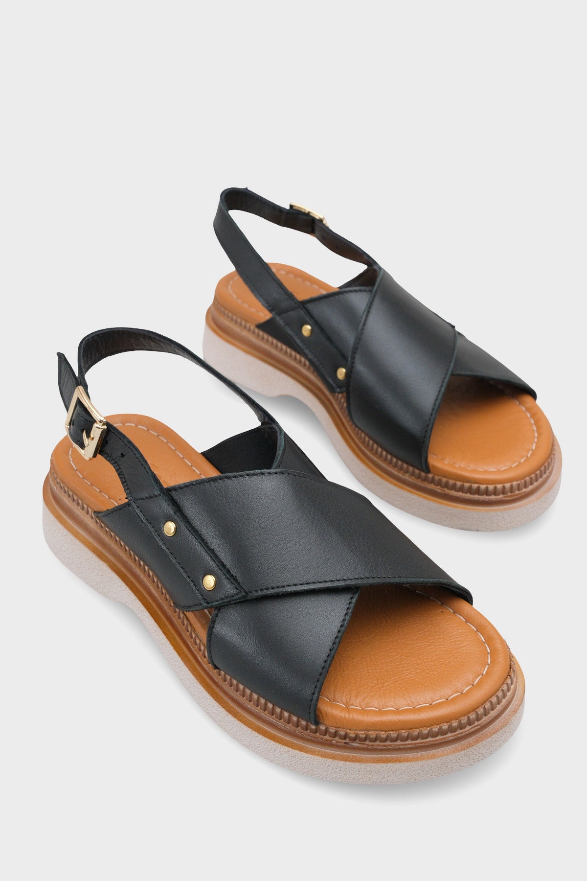 Katy Hakiki Deri Soft Konfor Dolgu Topuk Kadın Sandalet