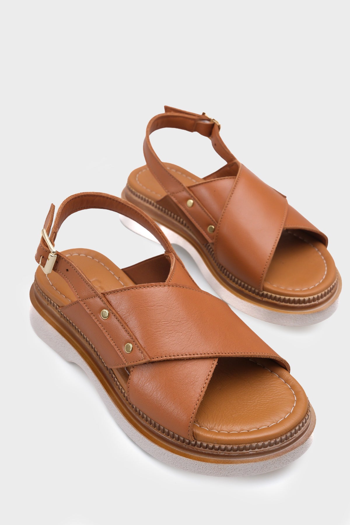 Katy Hakiki Deri Soft Konfor Dolgu Topuk Kadın Sandalet