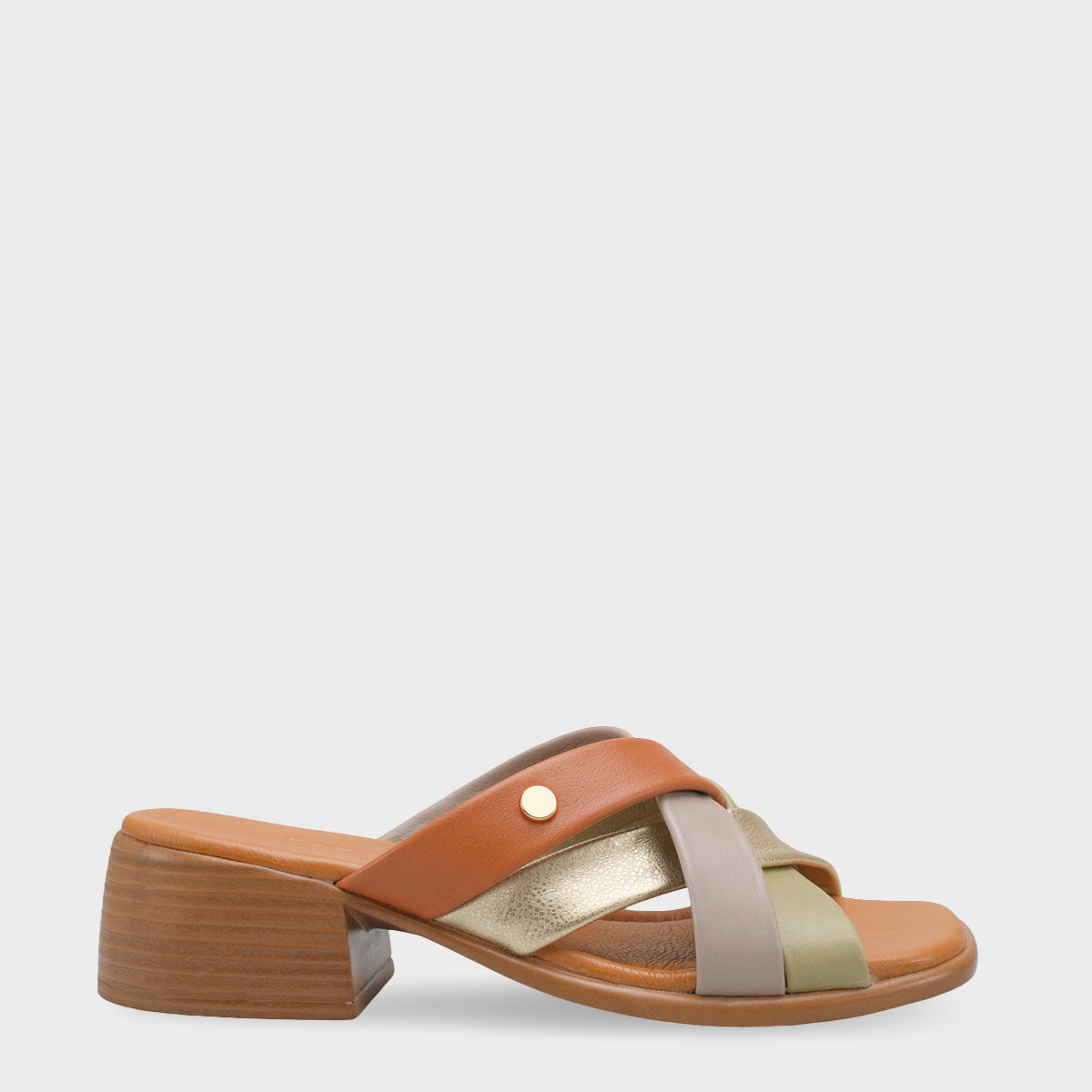 Melania Hakiki Deri Orta Topuklu Kadın Terlik