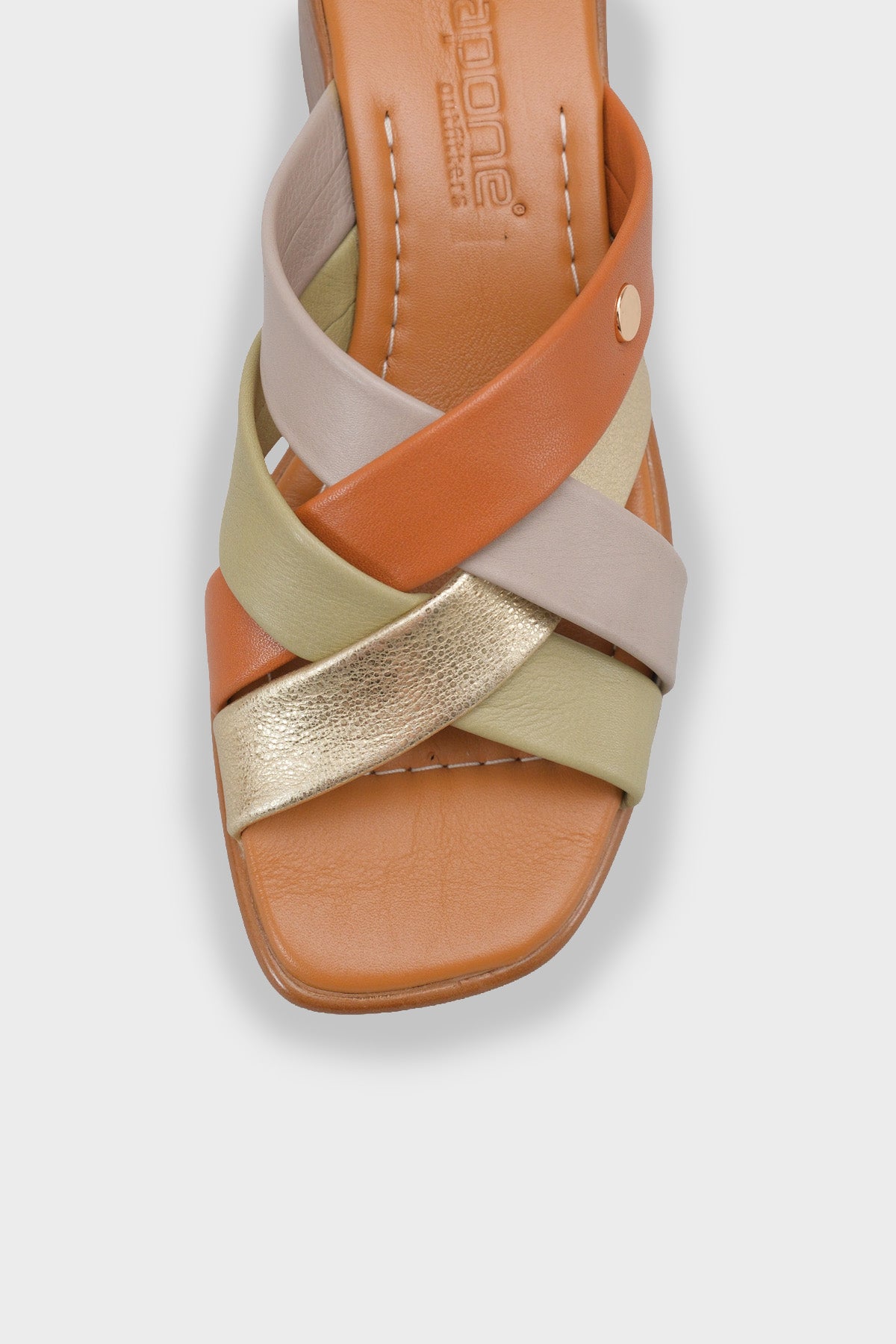 Melania Hakiki Deri Orta Topuklu Kadın Terlik