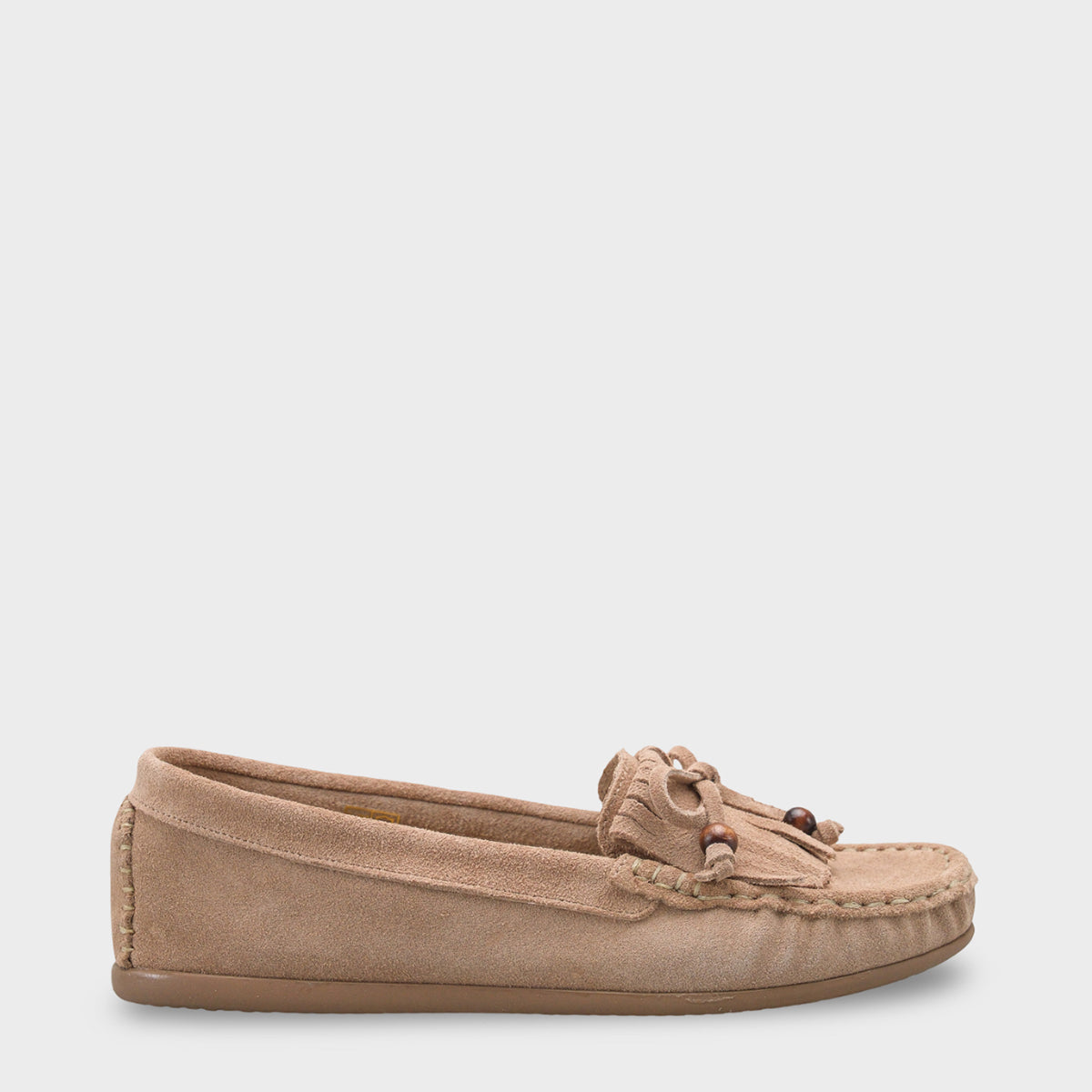 Almire Hakiki Deri Süet Boncuklu Püsküllü Konfor Kadın Loafer Ayakkabı