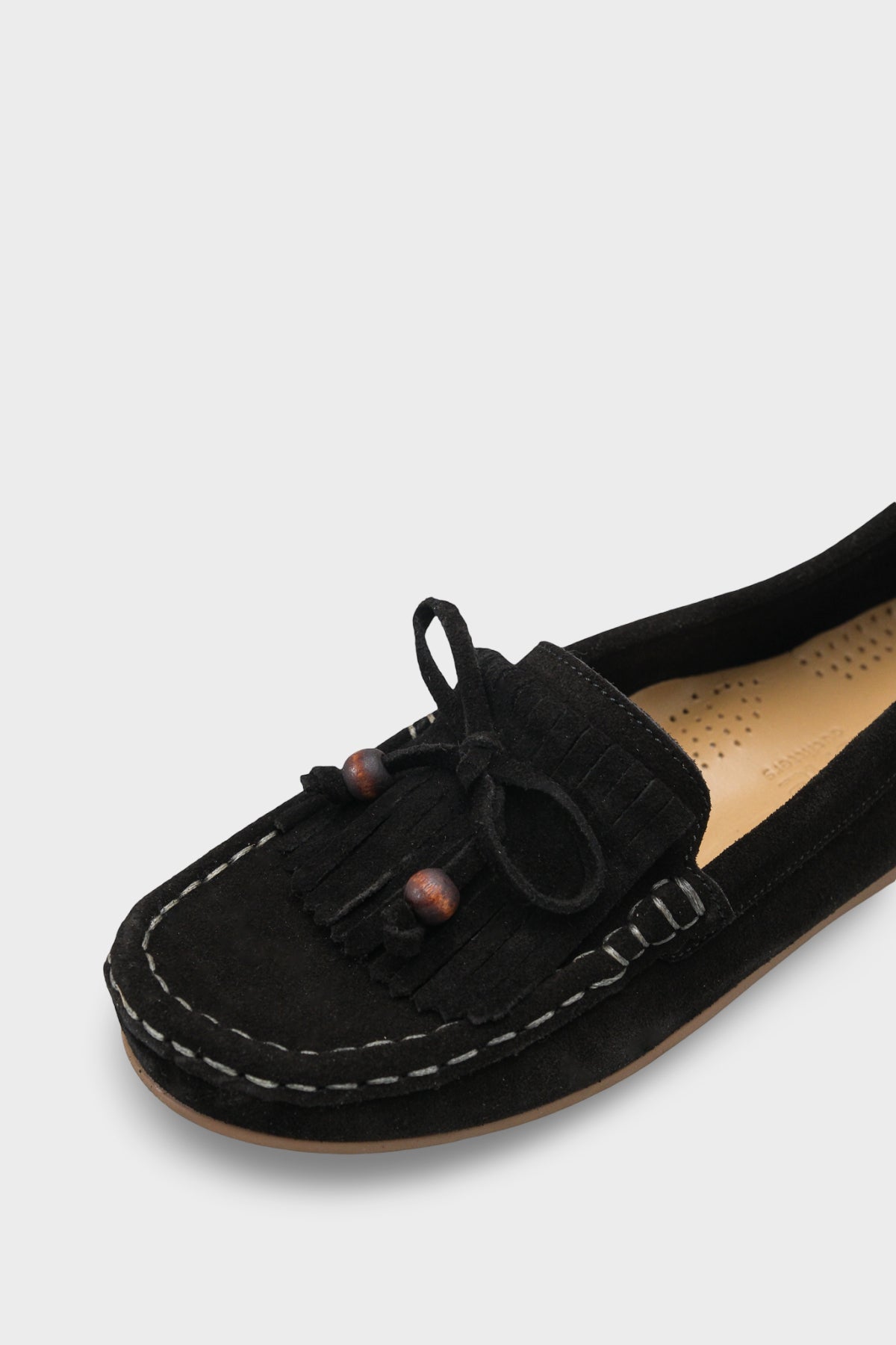 Almire Hakiki Deri Süet Boncuklu Püsküllü Konfor Kadın Loafer Ayakkabı
