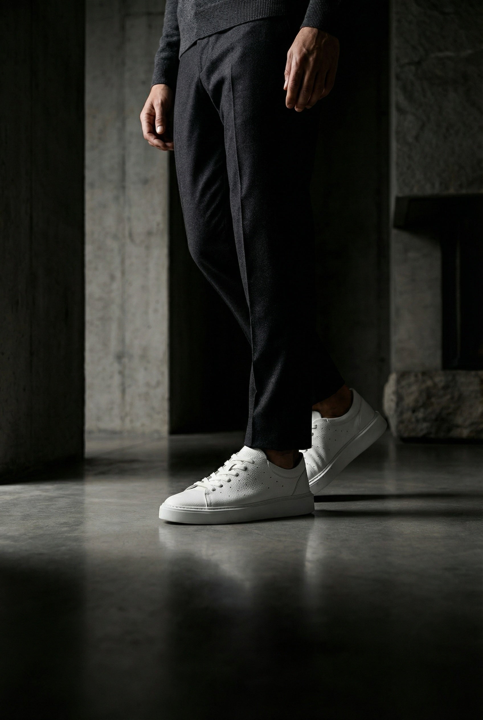 Chaim Hakiki Deri Erkek Günlük Şık Spor Ayakkabı Sneaker