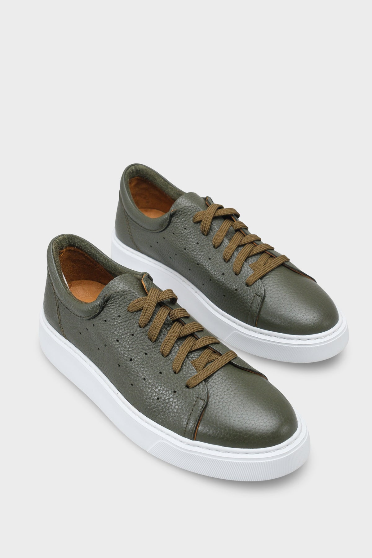 Chaim Hakiki Deri Erkek Günlük Şık Spor Ayakkabı Sneaker