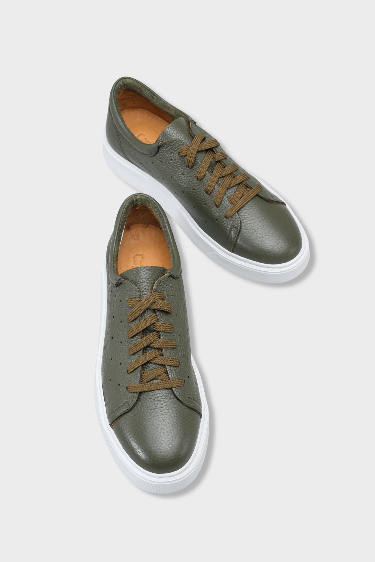 Chaim Hakiki Deri Erkek Günlük Şık Spor Ayakkabı Sneaker